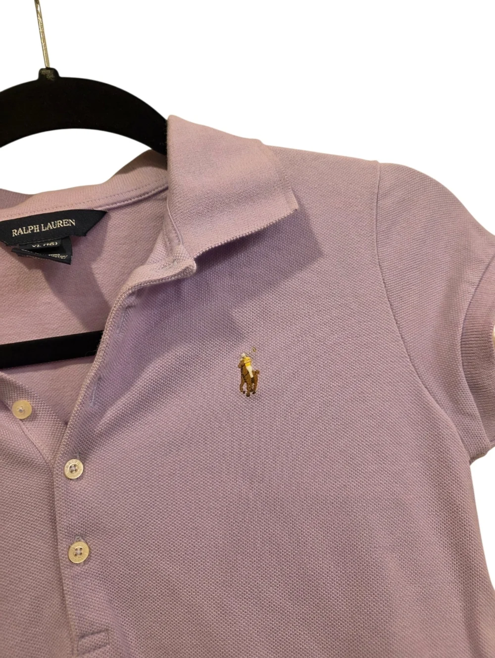 RALPH LAUREN Lilac Cotton‎ Ruffle Hem Polo Shirt Dress - Size XL (16)